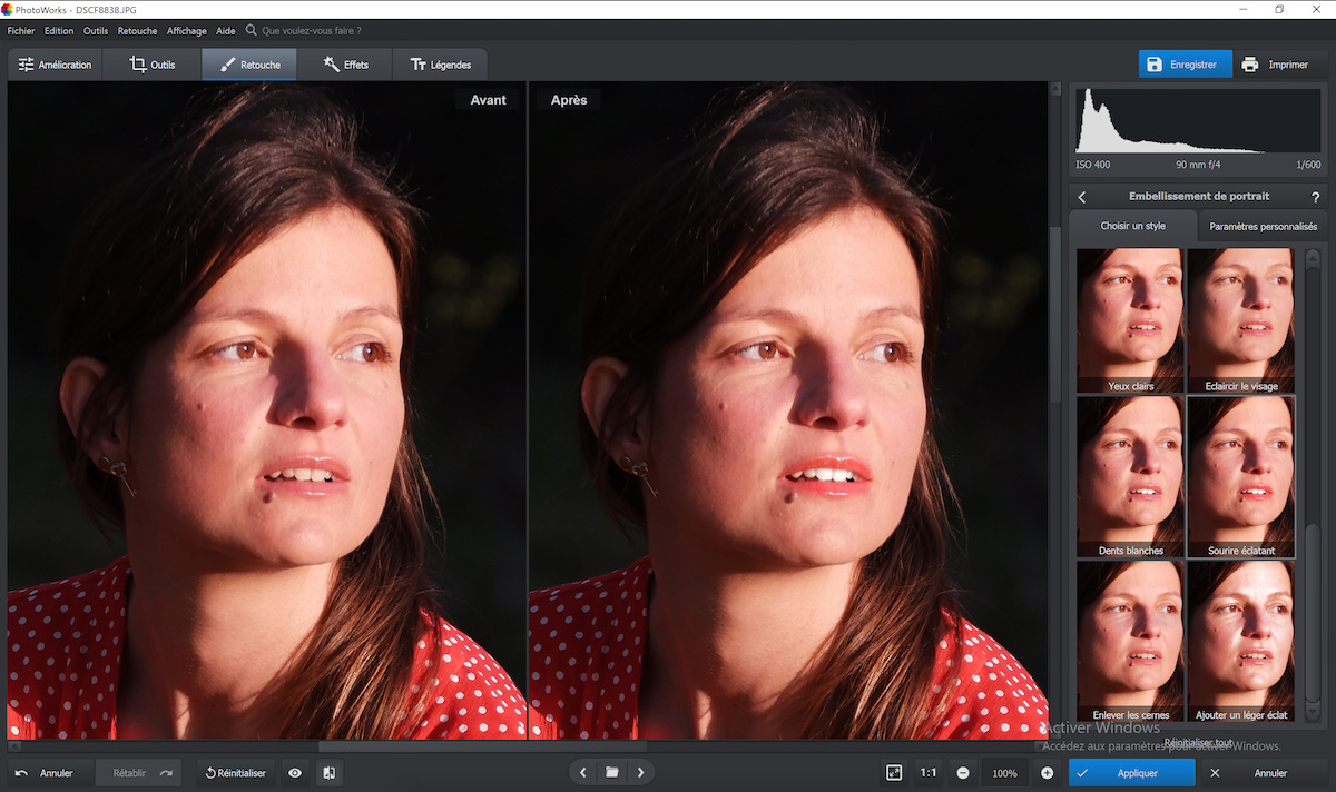 Modification visage Photoworks