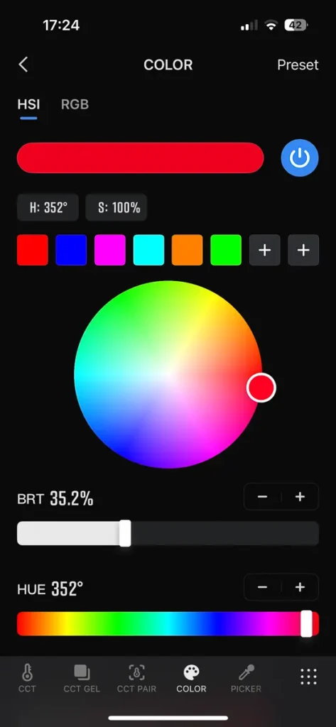 Application RGB Zhiyun Molus X60 