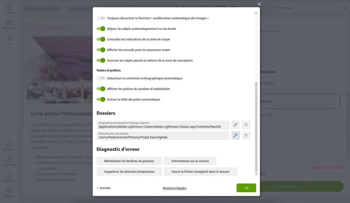 Configuration application Saal Digital