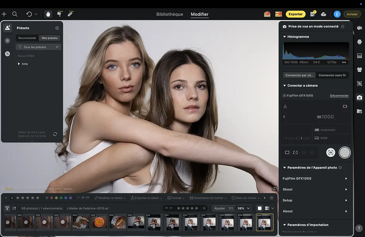 Evoto tethering session with Fujifilm camera and iPad live view